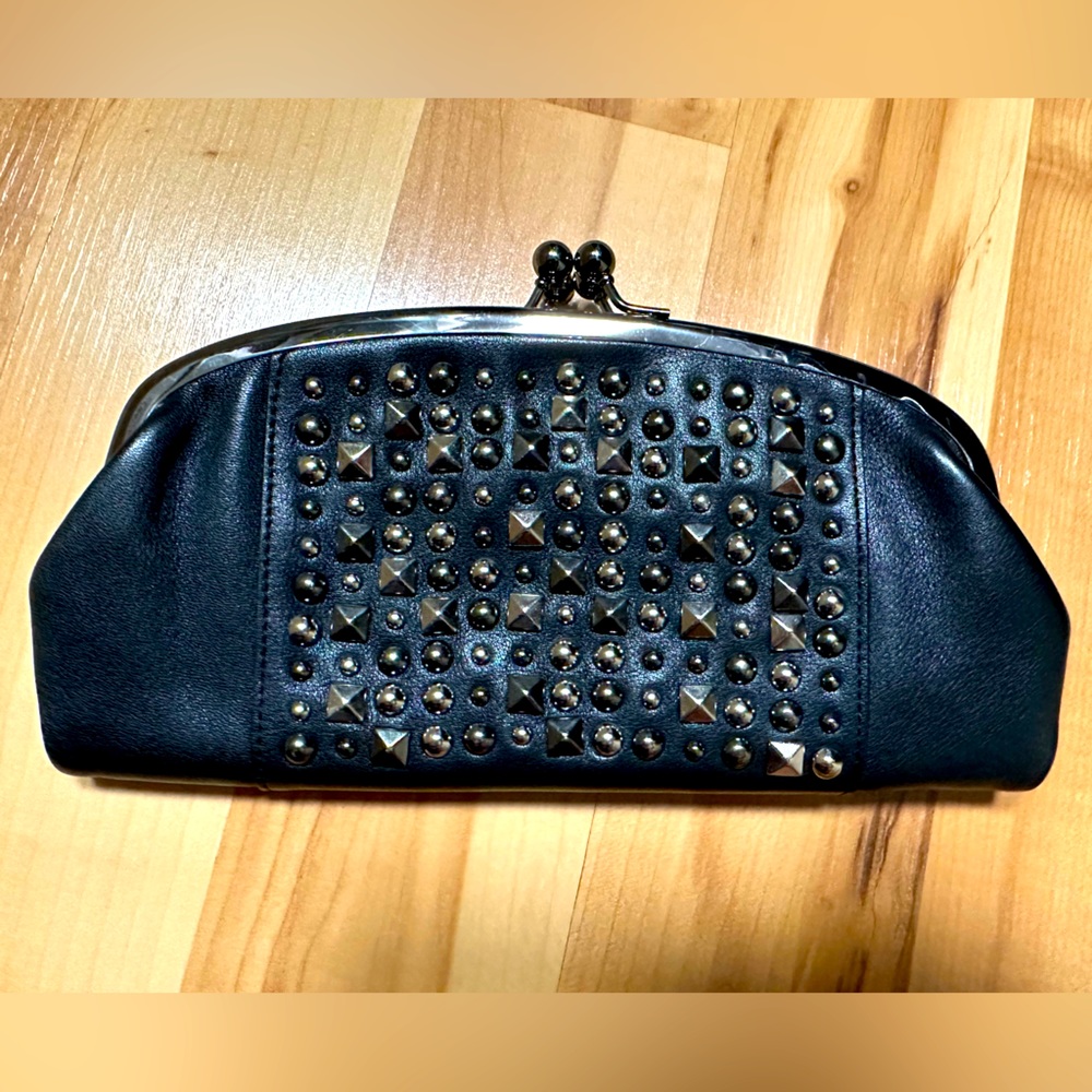 Nordstrom studded Black Leather Clutch Wallet